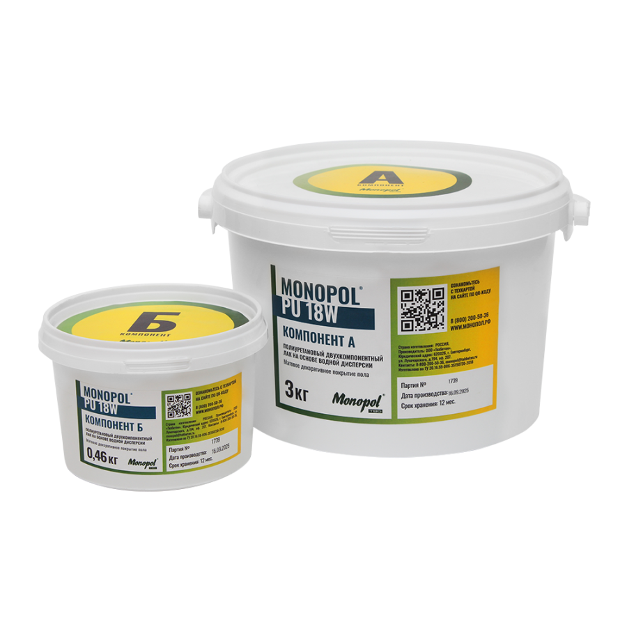 Monopol PU 18W полиуретановый лак на основе водной дисперсии (цвет: бесцветный; фасовка: 3,46 кг)